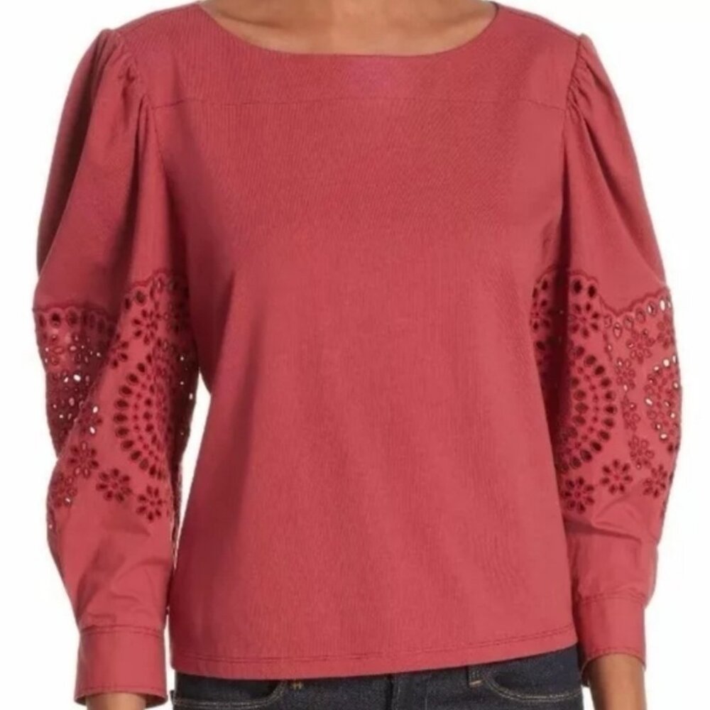La vie Rebecca Taylor eyelet sleeve cotton embroidered vintage looking